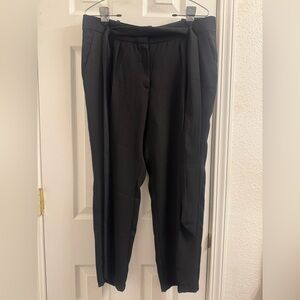 Classic High-Waist Black Tapered Crepe Trousers